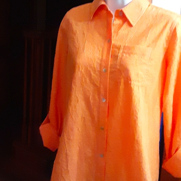 NWT Additions by Chico's orange button down shirt - Picture 1 of 10